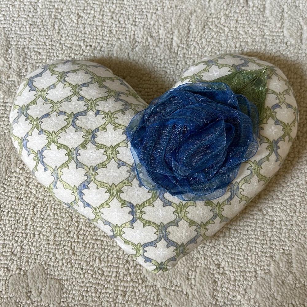 Custom Mini Heart Pillow with Rose Flower Accent